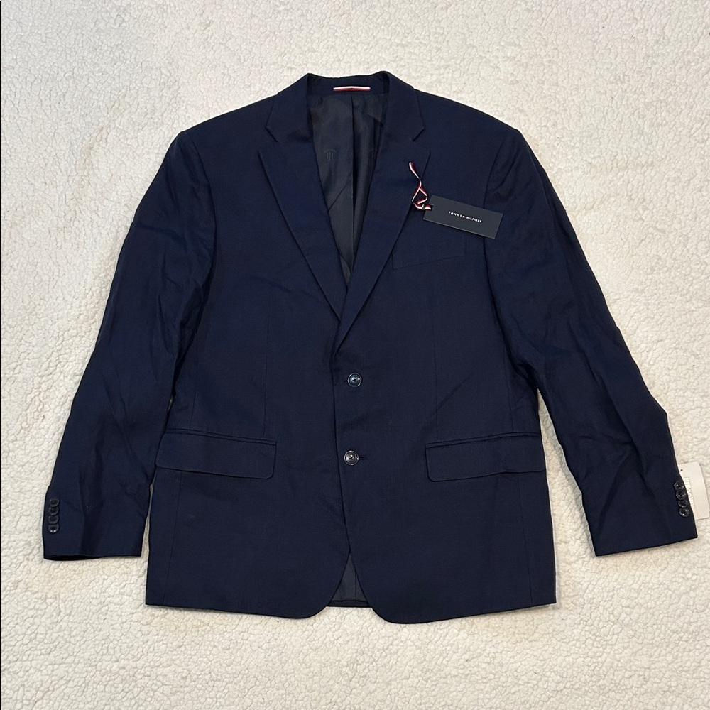 Tommy Hilfiger Conrad Linen Sportcoat Blazer Jacket 43R Blue Preppy Nautical
